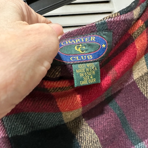 Charter Club Plaid Wool Wrap Mini Skirt Fully Lined Size 4 - Picture 6 of 7